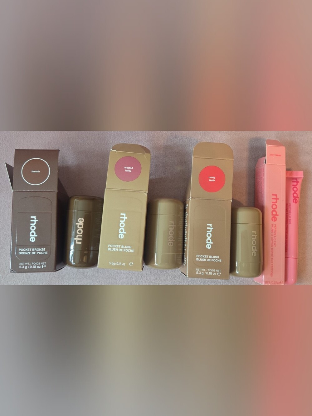 RHODE Pocket Blush ,Bronze And Lip Tint Set — Neutral Brown and Soft Pink Shades